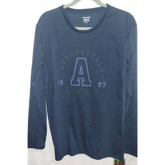 NWT Aeropostale Blue Green Logo Long Sleeve Casual Size Medium - Picture 1 of 6